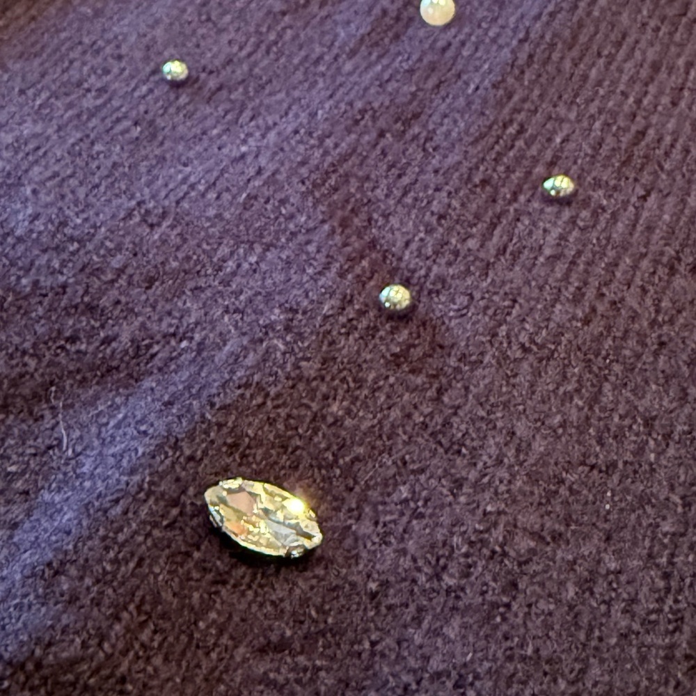 NWT Talbots Navy Crew Nexk Sweater w Faux Stone Accents SZ M - Picture 6 of 14